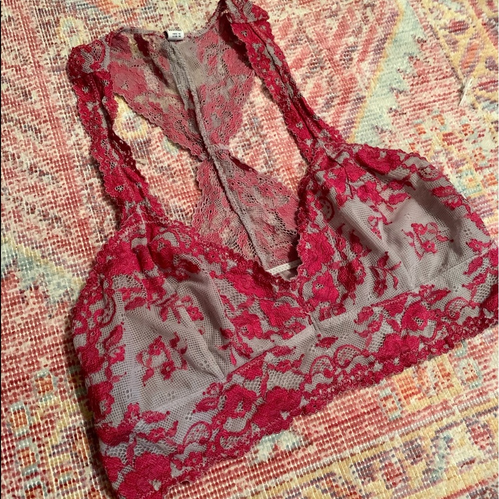 Free People | Gray & hot pink bralette